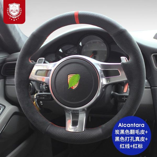 

for porsche macan cayenne taycan panamra 718 macan cayenne 971 9ya 911auto alcantara steering wheel cover auto parts grip cover