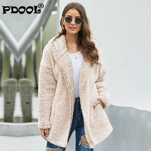 

women's wool & blends woolen coat middle and long style european american thickened winter pure color casual loose, Black