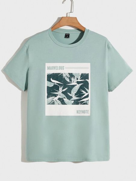 

men letter & floral print tee k6h2#, White;black