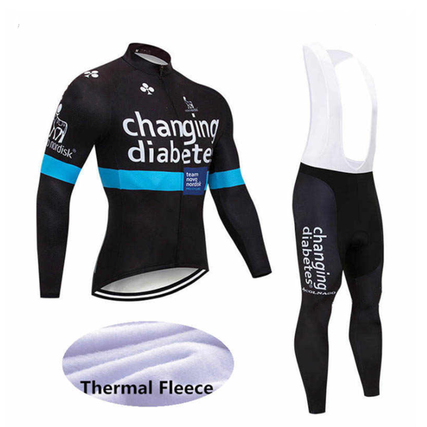 

racing sets changing diabete winter fleece cycling clothing men warm bike suit ropa ciclismo pro team bicycle apparel roadbike jersey, Black;blue