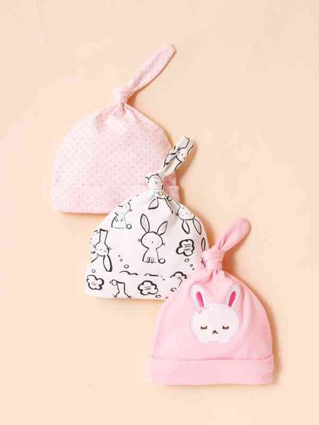 

3pcs baby rabbit embroidered hat she, Yellow