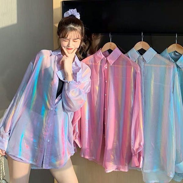 

men's casual shirts 2021 summer sun blouse for couples and men thin students of the, White;black