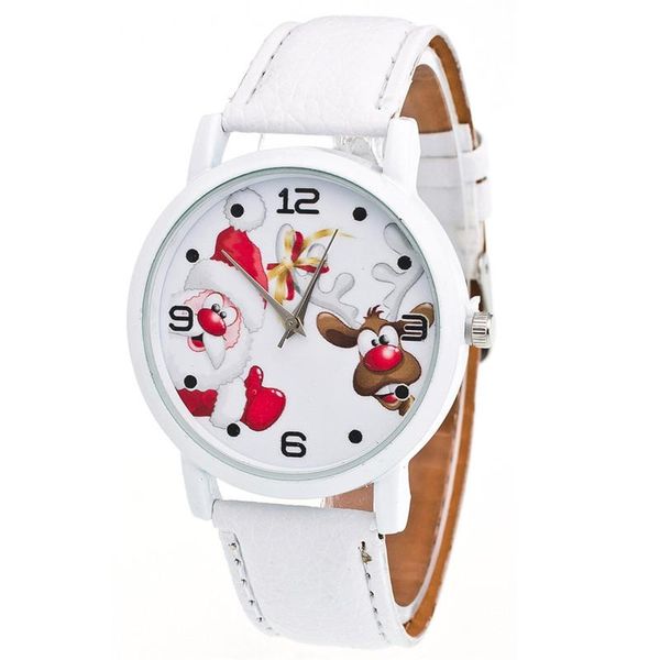 

wristwatches women watches cute santa claus pattern round dial ladies watch brand leather quartz wristwatch clock kol saati #w, Slivery;brown