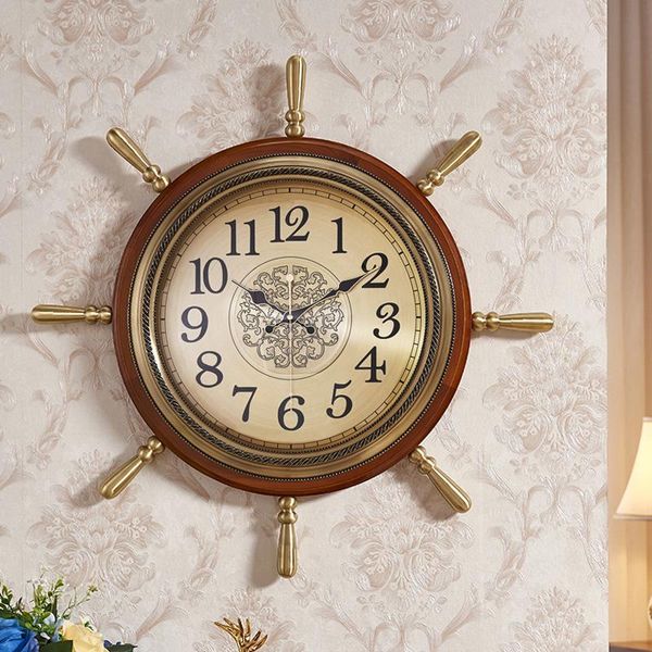 

living room wall clock hanging retro double sided battery powered metal vintage home coffee bar decoration round watch clocks