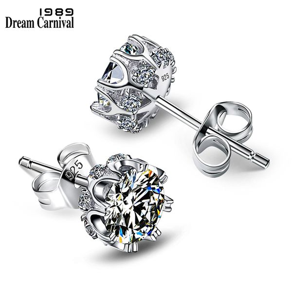 

dreamcarnival 1989 popular style sterling silver 925 zircon stone white luxury daily wear silver earrings se10817r, Golden;silver