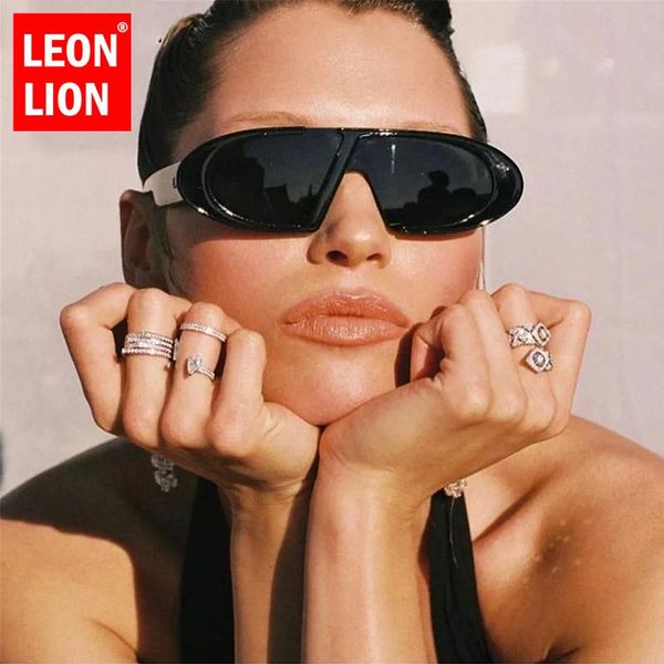 

sunglasses leonlion 2021 retro women vintage punk oval flat sun glasses female leopard mujer uv400, White;black