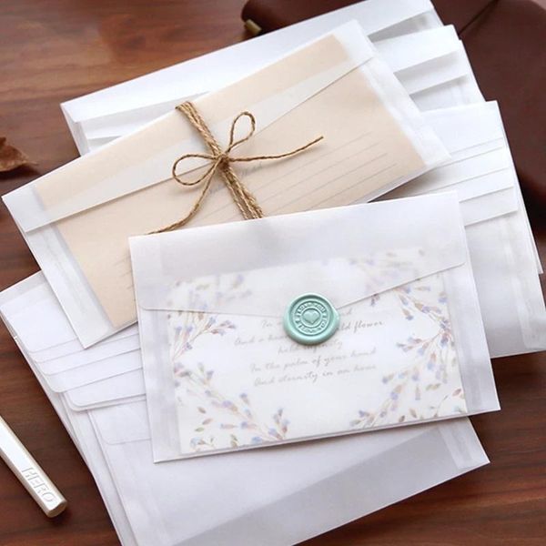 

gift wrap 10 pcs/lot transparent paper envelopes set simple vintage envelope for wedding invitation blessing greeting cards letter gifts