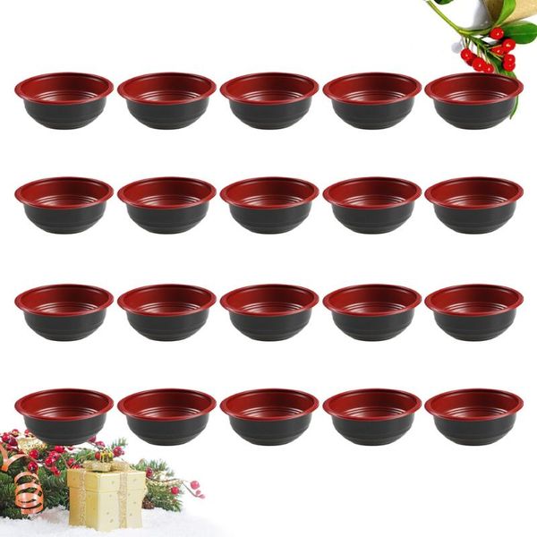 

gift wrap 20pcs 700ml disposable carry out box salad rice packing container round take (red)