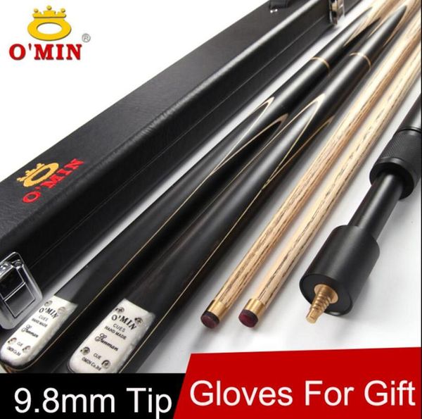 

o'min 3 /4 snooker cues 9.8mm tip 4 case set black 8 professional billiard stick kit china 2021