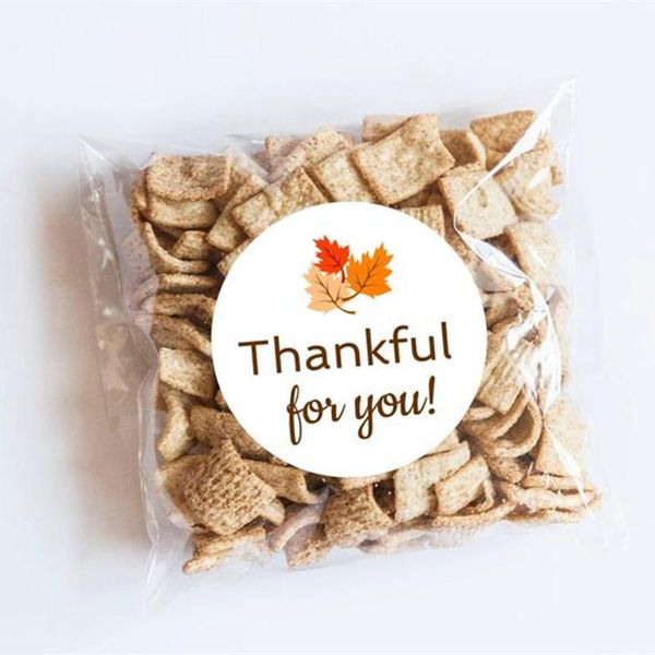 

gift wrap custom thankful for you stickers, leaf thanksgiving theme, baking tags, favors, fall party