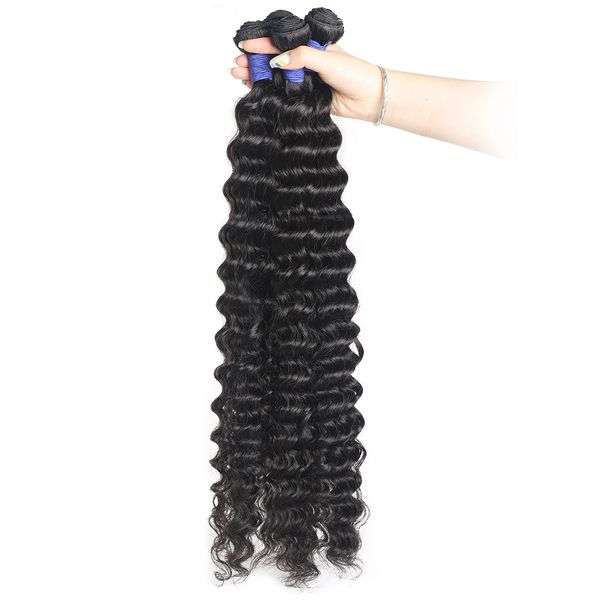 

ishow 8-28" long length deep loose brazilian body wave extensions peruvian straight human hair bundles water curly weave wefts, Black