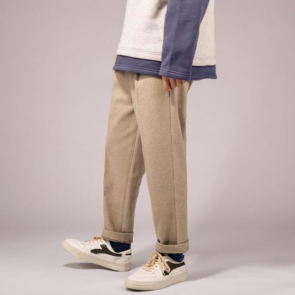 

men's pants winter solid color bound feet casual cotton haren loose trousers active elastic fashion neutral s-2xl, Black