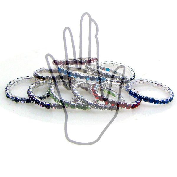 

cluster rings classical elastic rhinestone stretch finger fashion summer party jewelry 10 equally mixed colors 12pcs x ship, Golden;silver