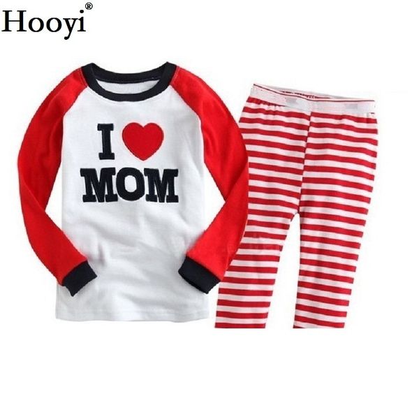 Eu amo mãe b meninas pijamas conjuntos de bicamas camisetas camisola pijama kids sleepwear roupas em casa 100% algodão pjs 210413