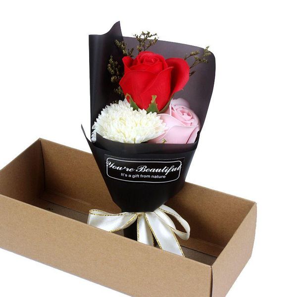 

decorative flowers & wreaths artificial valentines day gift wedding decoration scented rose carnation bouquet box flower party favor z11