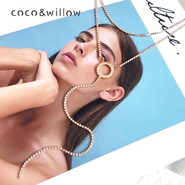 

coco&willow 2 layered crystal long pendant necklace for women colors fashion diamonte short chain statement choker chokers, Golden;silver