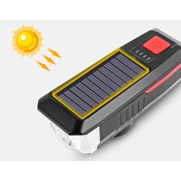 

waterproof 350 lumen t6 led solar bike light front usb chargeable bicycle lights bell cycling lamp headlight accessories