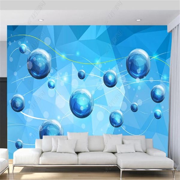 Wallpapers Modern 3D papel de parede para sala de estar Bola Tecnologia Minimalista TV Sofá Fundo Parede Homee Decor Mural Papel de Parede