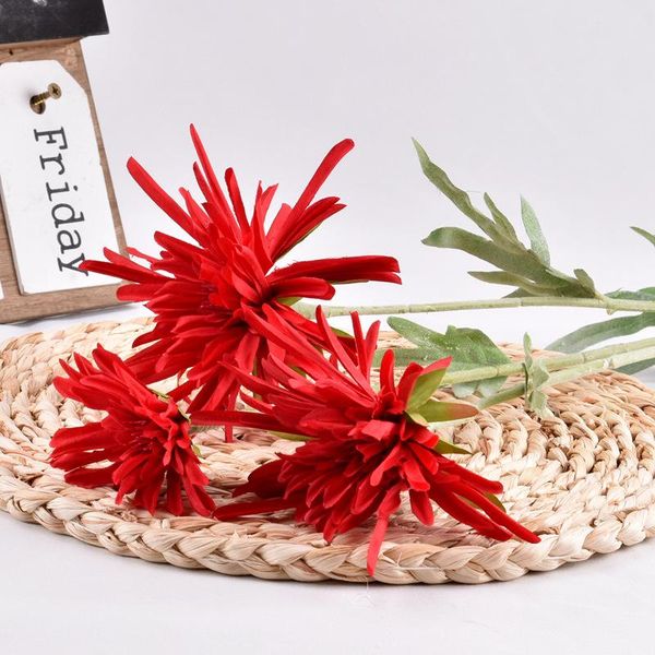 

decorative flowers & wreaths artificial flower flocking 3 head crab claw chrysanthemum orchid high-end wedding decoration venue fake
