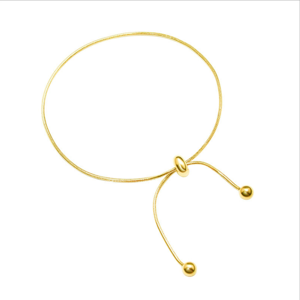 

charm bracelets minimalism style pull buckle design round beads snake chain bracelet for women brand pulseras mujer, Golden;silver