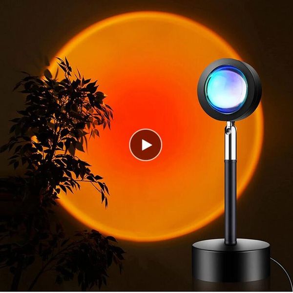 Sunset Projeksiyon lamba Gökkuşağı Güneş Halo LED Gece Işıkları Fiş USB Neon Masa Lambası Projektör Arka Işık Ev Odası Dekorasyon Için