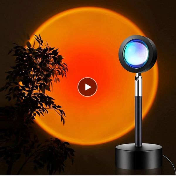 Pôr do sol Lâmpada de projeção de sol do arco-íris levou luzes da noite plug na lâmpada de mesa de néon usb backlight projetor para decoração da sala de casa