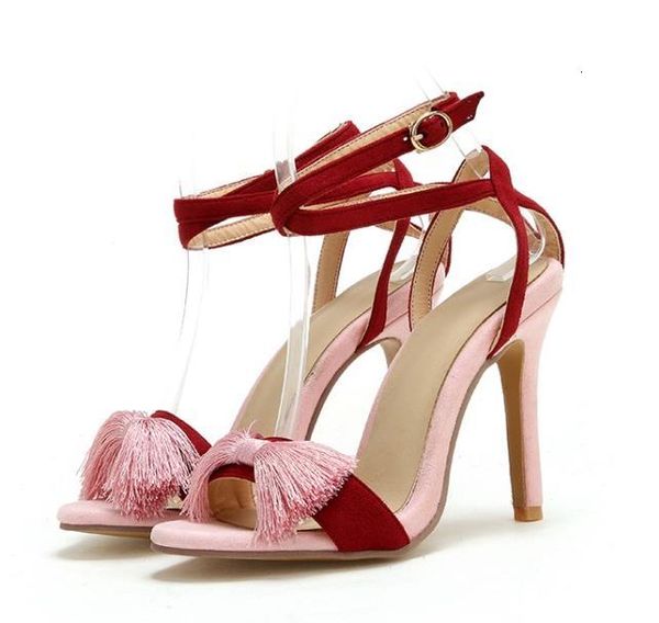 

pink tassels cross strap gladiator sandals ladies party shoes size 34 to 40, Black