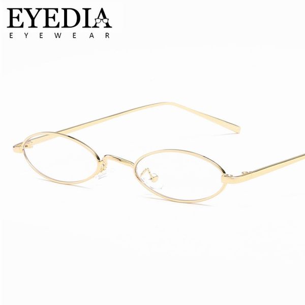 

decorative small oval golden silver glasses frames with clean lens spectacles eyeglasses uv400 sun l7779cj fashion sunglasses, Black