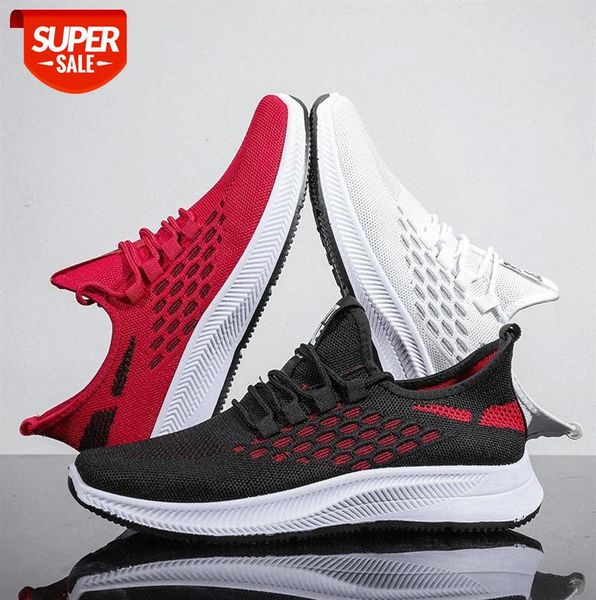 

lace-up casual shoes men's flying woven sneakers breathable running #uh8u