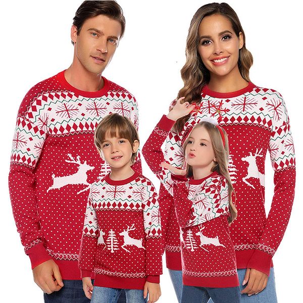 

christmas jacquard sweater elk parent-child reindeer, White;black