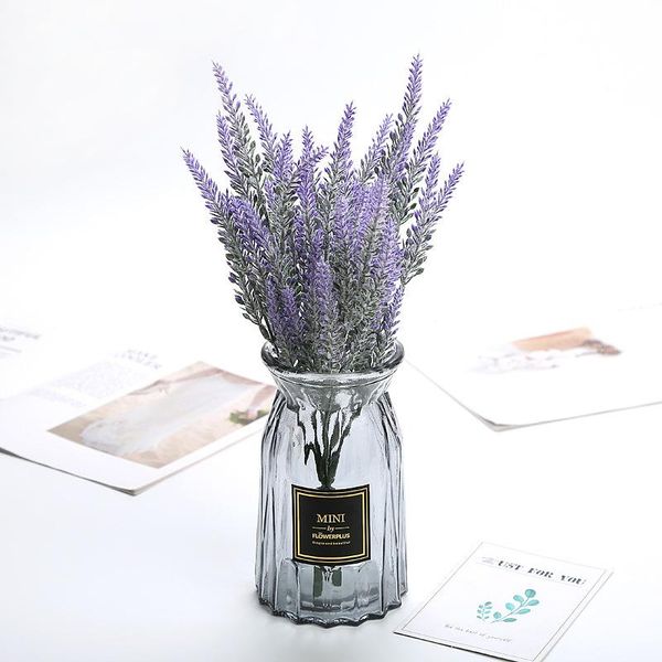 

decorative flowers & wreaths 10pcs/lot simulation plastic 5 fork flocking lavender artificial home decoration deskflower arrangement acc