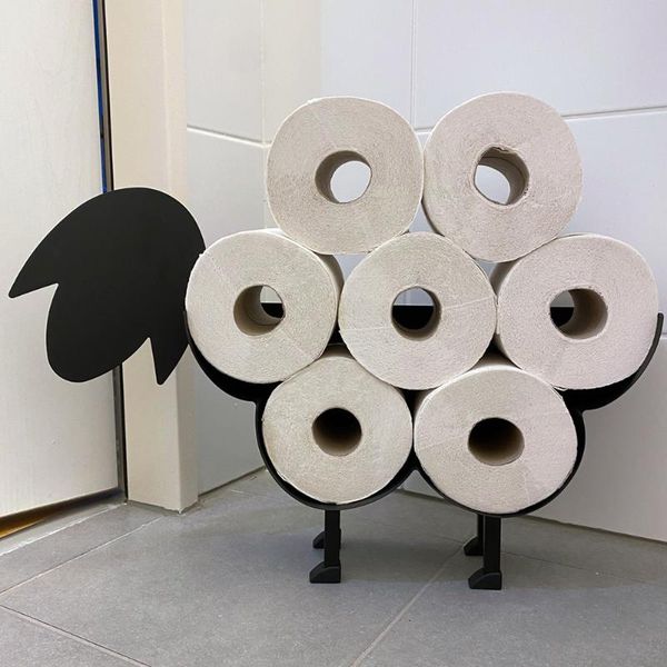 

toilet paper holders metal iron cute sheep shape decorative racks standing tissue bathroom storage roll holder tool