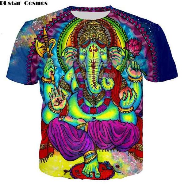 PLstar Cosmos T-Shirt Männer Frau 3D-gedrucktes buntes Trippy-Sommer-Top Modekleidung Hip-Hop-gedrucktes Elepha Psychedelic Tees 210409