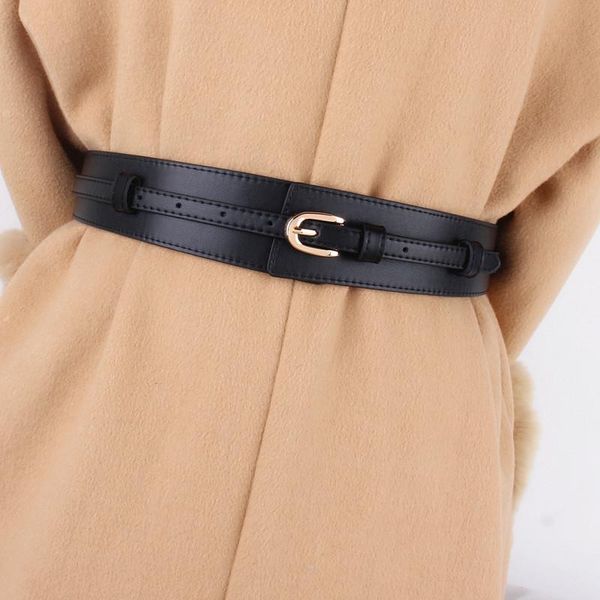 

belts cow genuine leather for women metal gold pin buckle belt wide cowskin casual waistband dress coat wedding, Black;brown