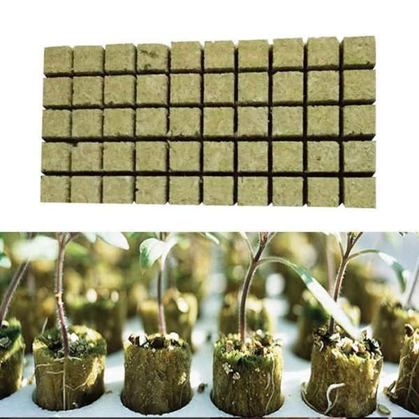

50pcs soilless hydroponic vegetables nursery pots rock wool culture system cubes water planting for home garden planters &