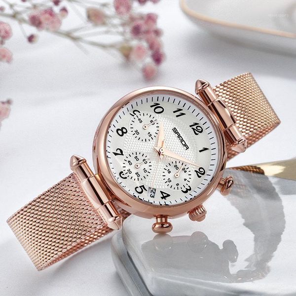 

wristwatches chronograph wrist watch women watches fashion casual ladies for clock female stainless steel wristwatch hours, Slivery;brown