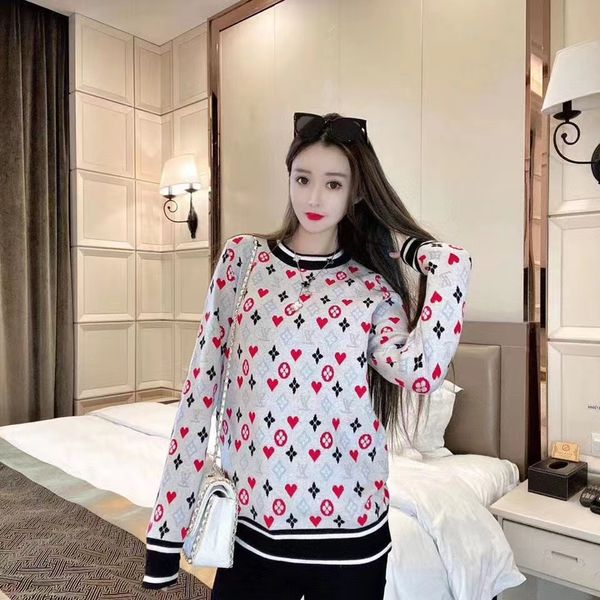 

new limited poker series jacquard knitted sweater korean fashion loose and slim round neck knitted top, White;black