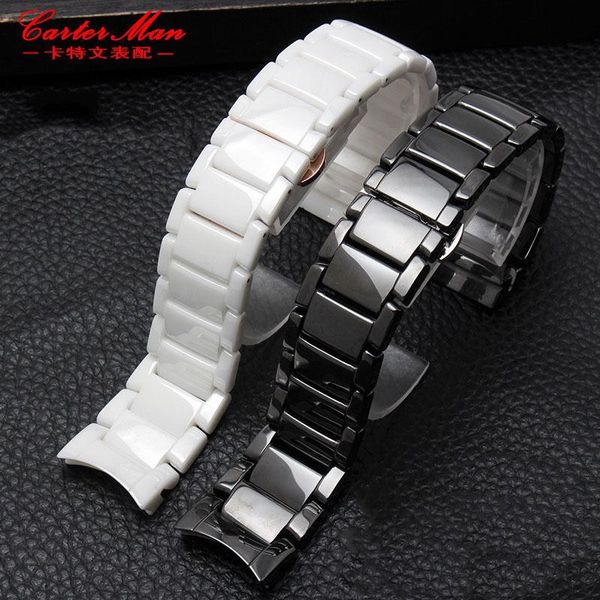 

watch bands ceramic watchband for ar1400 1401 1410 1418 1421 1425 1426 1451 1452 men's and women's wristwatches band black white s, Black;brown