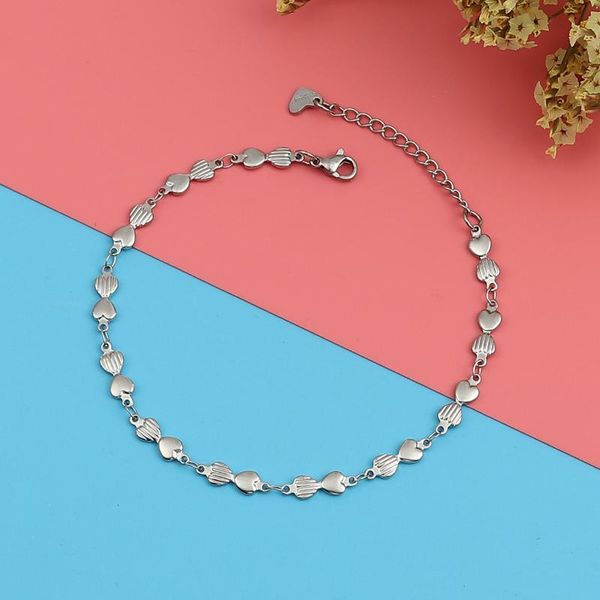 

anklets vintage 304 stainless steel anklet silver color bowknot heart chain bracelets for women jewelry gifts , 1 piece, Red;blue