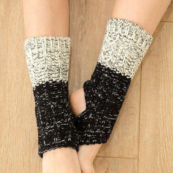 

pair winter girls knitted kids boot socks women length boots cover foot knee pad sport style sports, Black
