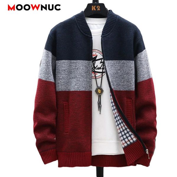 

men's sweaters fashion long sleeves autumn cardigan 2021 casual coats solid thick slim warm male spring winter brand moownuc, White;black