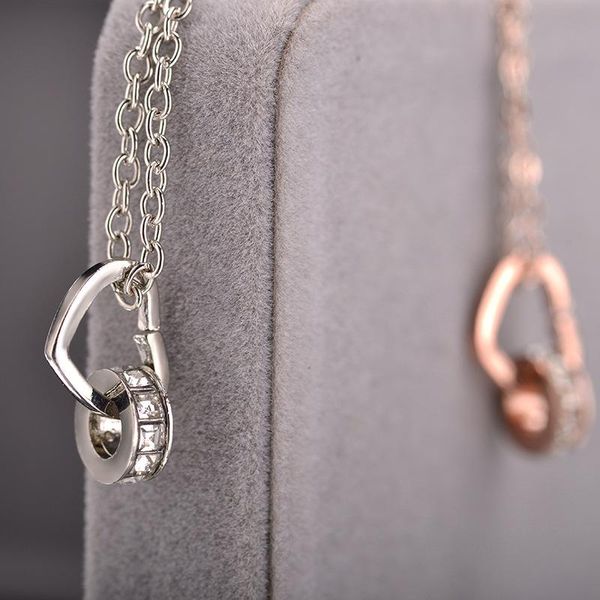 

pendant necklaces bohemian heart necklace fashion double on neck chocker for women charm jewelry, Silver