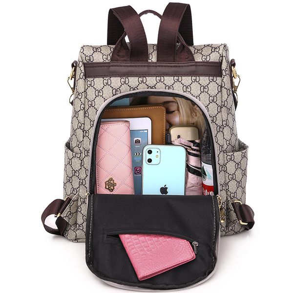 

women's new super fire versatile one shoulder travel print fashion anti theft backpack purses sale