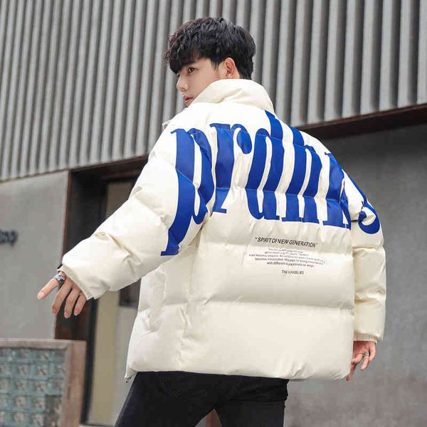 

youth fashion brand handsome loose down jacket men's thickened short 2021 winter couple net red coat, Black