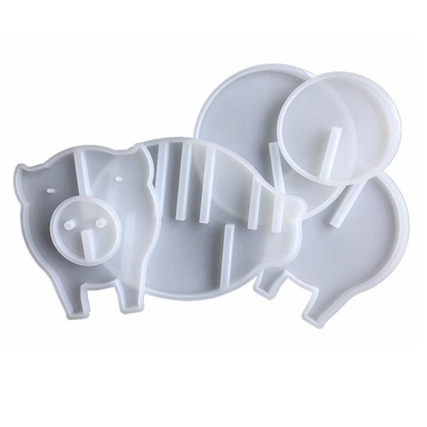 

baking & pastry tools 6pcs creative thermal insulation silicone pig mold set diy home decoration making tool with support