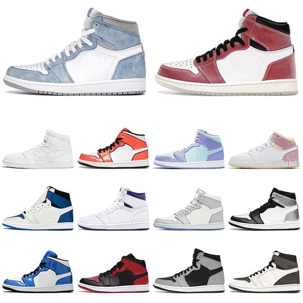 

arrival mens womens jumpman 1 basketball shoes barely orange university blue light smoke grey sneakers 36-46, White;red