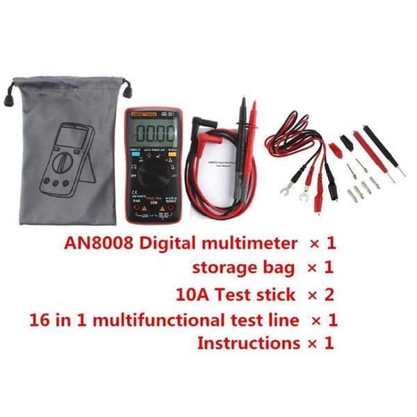 

multimeters an8008 true-rms digital multimeter 9999 counts square wave voltage ammeter lcd