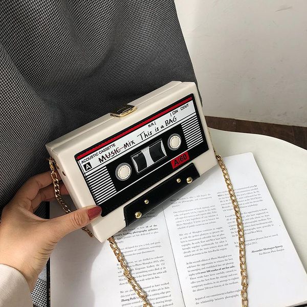 

cross body women shoulder bag tape recorder women's bags cute funny cartoon pu leather chain crossbody female day clutches c172