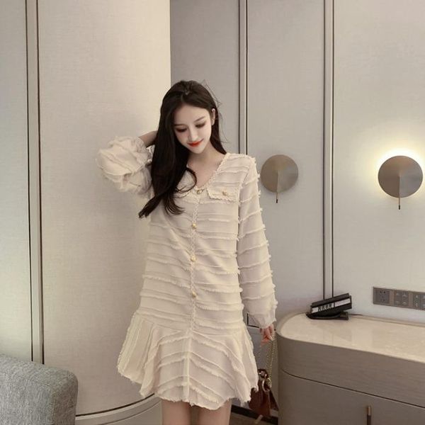 

casual dresses long sleeve dress elegant autumn v-neck button solid vintage style moda feminina women's clothing temperament, Black;gray