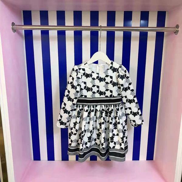 

girl's dresses brand design children's girls overnight skirt european and american style 2021 autumn five pointed star pattern, Red;yellow